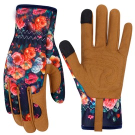 MERTURN Leather Gardening Gloves for Women Garden Gloves Thorn Proof Touch Screen Design Heavy Duty Yard Working Gloves for Planting, Digging, Pruning Women Gardening Gift