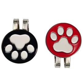 Ikiretmua Golf Marker Paw Magnetic Golf Marker Clip with Hat Clip Pedestal Magnetic Clip Golf Equipment Golf Goods Father's Day Gift (Black + Red (Set of 2))