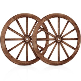 COLOR VALLEY ART Western Decor Wagon, Set of 2 Wheel Wall Decor Rustic Home Decorations for Cowboy Cowgirl Party Bar Garage, Wooden Country Decor Indoor Outdoor, 11.4x11.4Inch