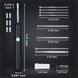 1080P HD Ear Cleaning Endoscope Kit – Wireless WiFi Ear Camera with LED Lights, Waterproof Otoscope Tool for iOS & Android with Multi Tip Ear Care Set