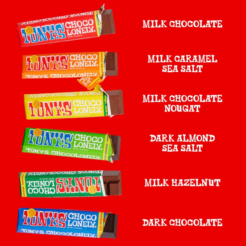 Tony’s Chocolonely Rainbow Chocolate Candy Bar Variety Pack, Belgian Dark