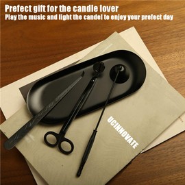 UCIN 4 in 1 キャンドルアクセサリーセット キャンドル芯トリマー キャンドルカッター キャンドルスナッファー キャンドル芯ディッパー ストレージトレイプレート キャンドル愛好家 バレンタインデー (ブラック)