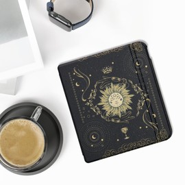 kwmobile Case Compatible with Kobo Libra Colour Case - eReader Cover - Tarot Card Dark Blue/Yellow/Black