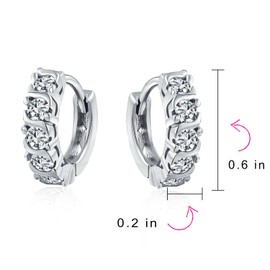 Simple Round Solitaire Cubic Zirconia CZ Wave Set Kpop Hoop Huggie Earrings For Women For Men .925 Sterling Silver
