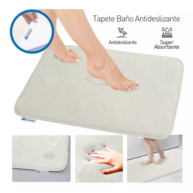 Bluelander Tapete Baño Antideslizante Absorbente Memory Foam 2 Piezas