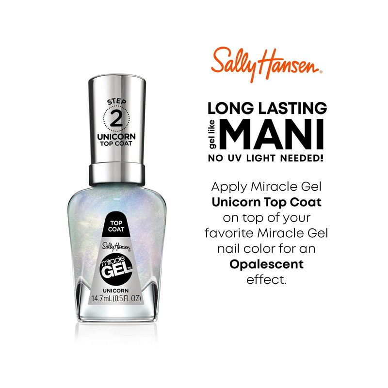 Sally Hansen Miracle Gel Nail Polish, Crystal Top Coat, 0.5