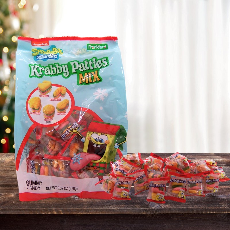 Krabby Patties Holiday Mix Gummy Candy, Christmas Candy for Stockings,