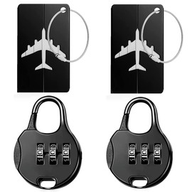 4 Pcs Set Combination Luggage Locks 3 Digit Suitcase Padlocks Alloy Luggage Tags Suitcase Tags Suitcase Accessories for Travel Backpack Bag Case Baggage