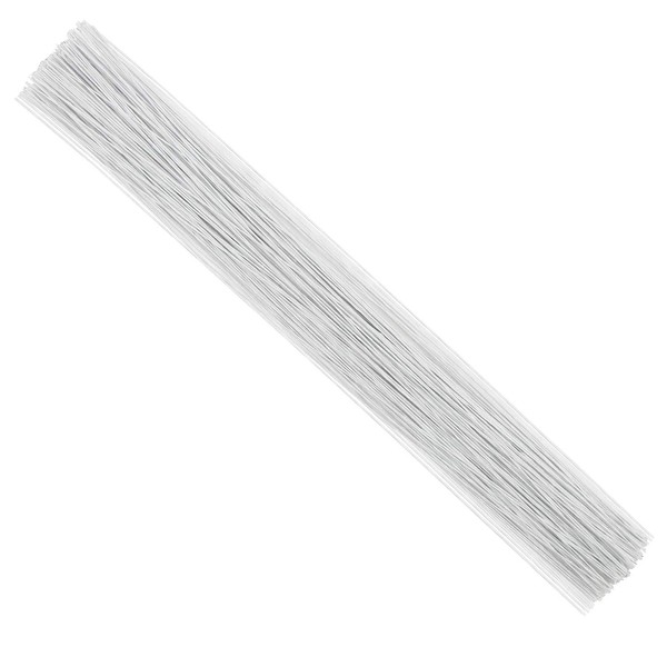 CCINEE 26 calibre blanco tallo de alambre floral para arreglo de flores, suministro de manualidades, 40,64 cm, 200 unidades