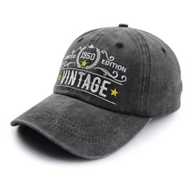 75th Birthday Gifts for Men Women, Turning 75 Years Old Birthday Decorations Baseball Cap, Adjustable Embroidered Vintage 1950 Limited Edition Hat Black
