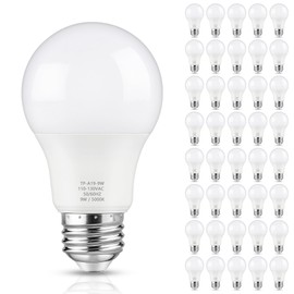 Maylaywood A19 LED Light Bulb, 60 Watt Equivalent LED Bulbs, Daylight White 5000K, 850LM, E26 Base, Non-Dimmable, 9W Bright White, 40-Pack