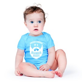 AW Fashions Proud Owner Of A Bearded Daddy Baby Bodysuit Cute Newborn Boys Outfit Funny Infant Clothes (Newborn, Light Blue)