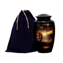 HLC URNS – Lovely Swan Sunset Mating Cremation Urn for Human Ashes - Adult Funeral Urn Handcrafted - Affordable Urn for Ashes (Adult (200 lbs) – 10.5 x 6 “, Lovely Swan Sunset Mating Cremation Urn)