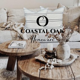 Farmhouse Decorative Cushion Cover - Neutral Stripe Throw Pillow Case, 45 x 45 cm/ 18 x 18 inch