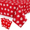 Fanfanwin 3 Pcs Hawaiian Luau Tablecloths Red and White Tropical