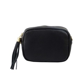 SH Leder Chiara G209 Real Leather Shoulder Bag Medium Small Evening Bag Clutch Crossbody Bag Messenger Handbag with Zip 21 x 15 cm (Black)