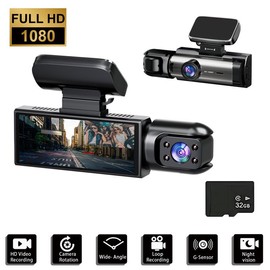 BCUOZ Front & Rear Dashcam, 1 Count Dash Camera for Car, Wide Angle Car Driving Recorder with IR Night-Vision G Sensor, 3.16 Inch IPS Screen 1080P HD Camera with Dual Lens, Fall Gift, Birthday Gifts