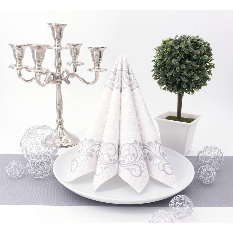 50 Napkins Ornaments 40 x 40 cm Fabric-Like Airlaid Ornaments,