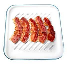 Microwave Bacon Cooker,Square Glass Mirowave Bacon Grill Tray 9.84inch