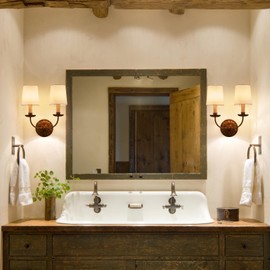 MhyTogn 2-Lights Fabric Wall Sconces Antique Brushed Brass Wall Lights with Melted Candle Classic Mid Century Wall Lamp for Hallway Vanity Bedside Doorway, UL Listed