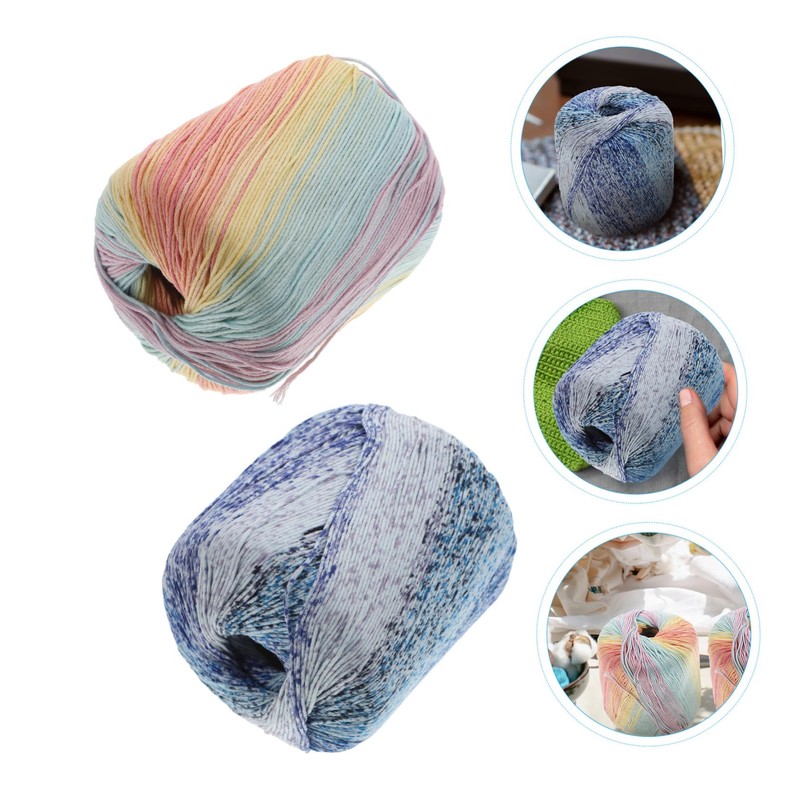 OHPHCALL 2pcs Cotton Hand Knitting Yarn Soft Woolen Line for