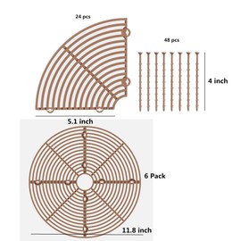 alblinsy 6 Pcs Plant Pot Grid Soil Protector Covers, 11.8" Cuttable Plant Protector Flower Pot Grid from Animals Cat Digging Stopper Plant Pot Cover with Stakes for Plant Gardening