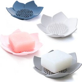 Paquete de 4 bandejas de silicona para jabón, soporte para jabón, desagüe, baño, ducha, tina