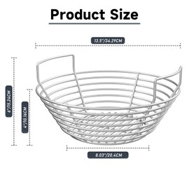 DPZM 13.5'' Stainless Steel Heavy Duty Ash Charcoal Basket for Large Big Green Egg Grill, Kamado Joe Classic, Pit Boss, Louisiana Grills, Primo Kamado Grill & Other Similar Grills