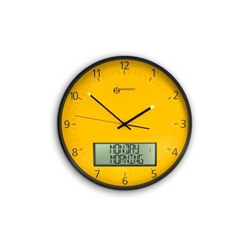 Geemarc Large Analogue Clock with Full Date and Time on Digital Display - The Self-setting Viso 60 with High Colour Contrast - Ideal for People Living with Dementia and the Visually Impaired - Yellow