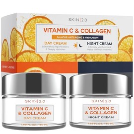 Skin Crema Hidratante Facial Día Noche Vitamina Colágeno Dermatológicamente Probada Iluminadora Antienvejecimiento