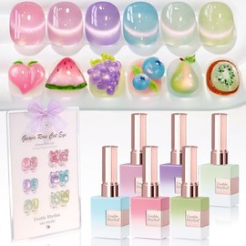 Double Rhythm Set De 6 Esmaltes De Uñas En Gel Con Efecto Ojo De Gato, Mismo Color, Mismo Frasco, 0.5 Oz, Brillo Con Imán, Kit De Esmalte De Uñas Uv  