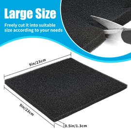 AQUANEAT 2 Pack Aquarium Bio Sponge Filter Media Pad Cut-to-Size Open Cell Foam Sheet for Fish Tank Sump (9" x 9" x 0.5") Black