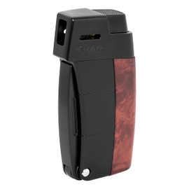Xikar Resource II Angled Soft Flame Lighter Exotic Burl Wood Designed for The Refined Pipe Smoker Includes Built in Tamper Scraper Pipe Smoking Tobacco