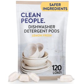 The Clean People Dishwasher Pods - Cuts Grease & Rinses Sparkling Clean - Residue-Free - Phosphate Free Dishwashing Pods (120 Count, Lemon Verbena)