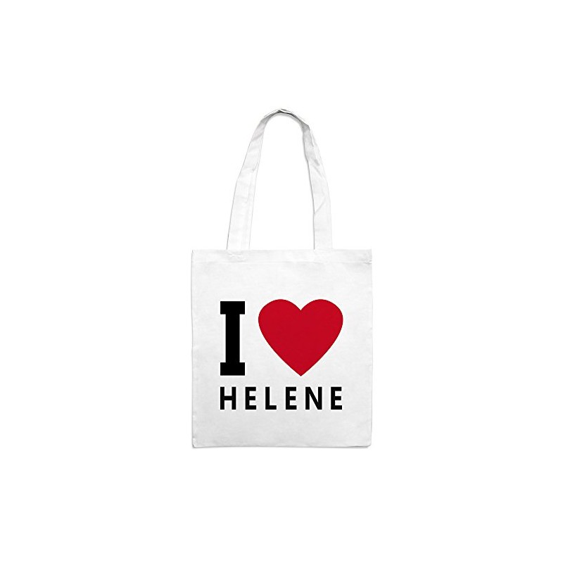 'Jute Bag with I Love Helene – Colour: White –