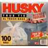 Husky True Tie XL Trash Bags, Clear, 45 Gallon, 100