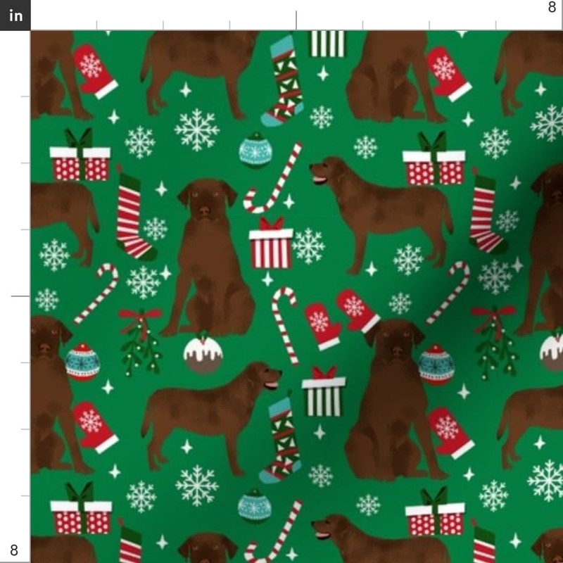 Spoonflower Fabric - Chocolate Labrador Retriever Christmas Lab Dogs Breeds