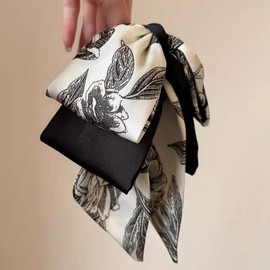 Hair Clip, Ribbon, Large, Korean Style, Elegant, Stylish, Women's, Hair Accessory, For Weddings, School Entrance Ceremonies, Graduation Ceremonies, Dating, Black & White, Three Layer Ribbons