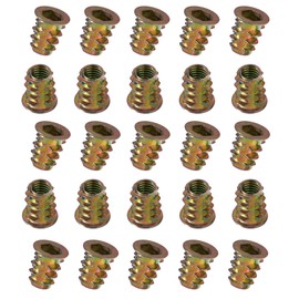 YoiYee M6 x 13mm Wood Insert Hex Socket Nuts - Threaded Flanged Hex Socket Nut Insert for Wood Furniture, DIY Projects - 25 Pack