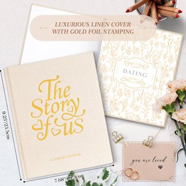 Lanpn Wedding Anniversary Journal - The Story of Us, Linen Dating 1st to 70th Couple Memory Book Wedding Scrapbook, 190 Pages Love Stories Notebook Marriage Newlywed Bridal Shower Gift, Beige