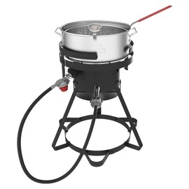 Nexgrill Propane Deep Fryer with 10Qt Aluminum Crawfish Boiler Pot & Strainer Basket for Turkey, Seafood, and More, 58,000 BTU Turkey Fryer Burner, CSA Approved Outdoor Deep Fryer - 840-0008