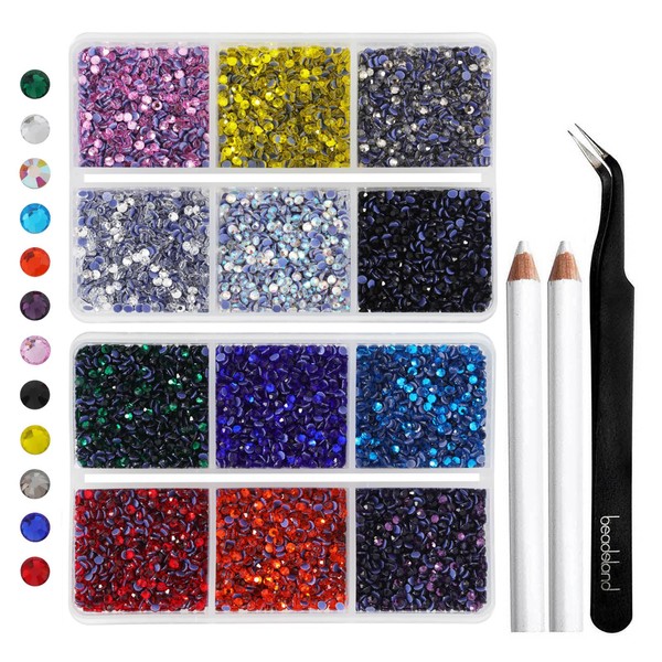 Hotfix Rhinestones Mixed 12 Colors, SS6 Rhinestones for Crafts Clothes,