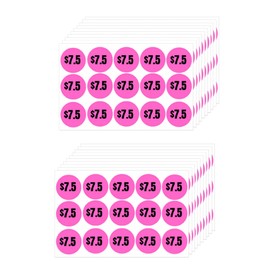 Mobiusea Creation 300pcs $7.5 Price Stickers | 7.5 Dollar Price Tags Labels | Bright Pink Color with Black Text | 1" in Diameter | Preprinted Price Labels | Garage Sale Stickers