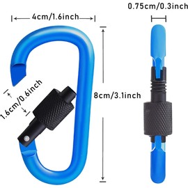 Yowlens 4 PCS Aluminum Alloy D-Ring Locking Carabiner Key Chain Clip with Screw Gate Lock for Outdoor, Camping, Hiking, Traveling, Fishing, Backpack