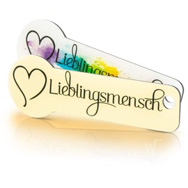 Einkaufswagenlöser Code24 “Lieblingsmensch” (German) Keyring with Shopping Trolley Chip (Colourful, Beige, Silver) & Key Finder incl. Registration Code for Key Lost-and-Found Service (Service may not be available in all countries) -