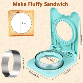 Oslynia Sandwich Cutter and Sealer, Round Stainless Steel Uncrustables Sandwich Cutter for Baking Supplies, Breakfast Tortilla Pancake Bread Maker, Pink Sandwiches Cutters for Kids Lunch