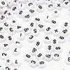 500 Pcs Acrylic Number Symbol Beads White Background Black Numbers