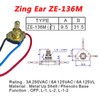 Miayaya Zing Ear ZE-136M Rotary Switch 3/8" 2 Circuit 3-Way