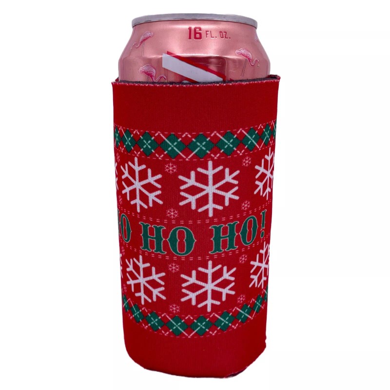 Coolie Junction Ho Ho Ho Christmas Pattern 16 oz. Can