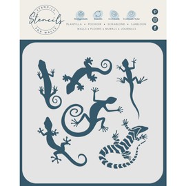 Geckos Stencil, 6.5 x 6.5 inch - Mixed Media Lizard Reptile